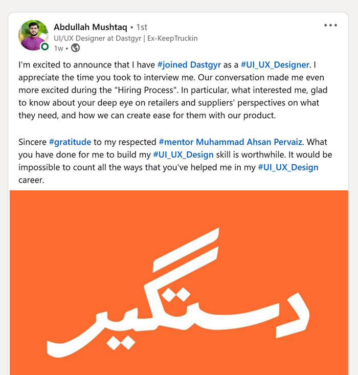 Abdullah got 215K job as UX UI Designer in 1 year
