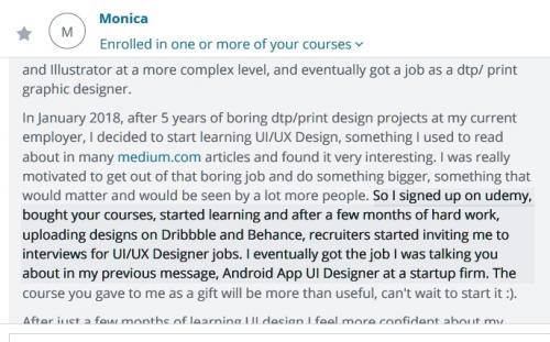 Monica told her story about how she landed UX UI job